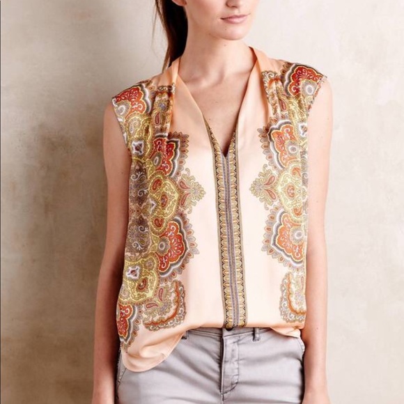 Anthropologie Tops - Anthropologie Tiny boho paisley sleeveless top